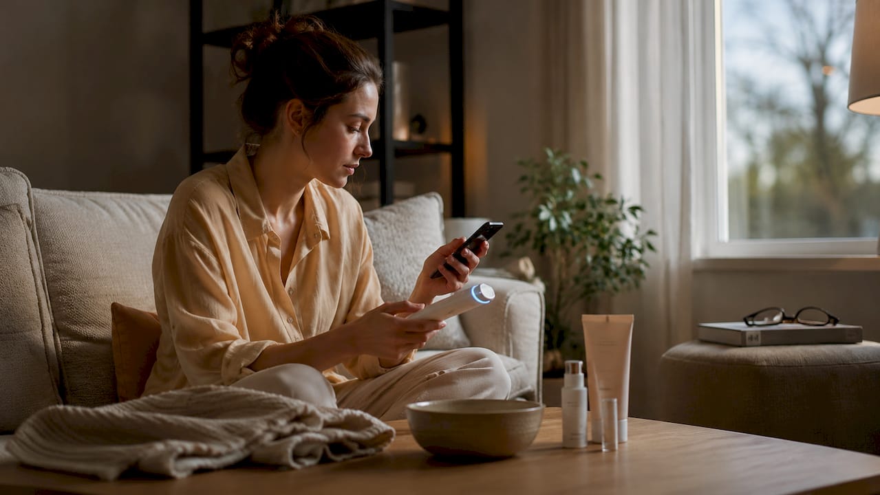 What is an app-controlled skincare device?
